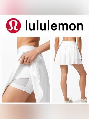 Lululemon Court Rival White High Rise Active Skirt Sz 12 Tall